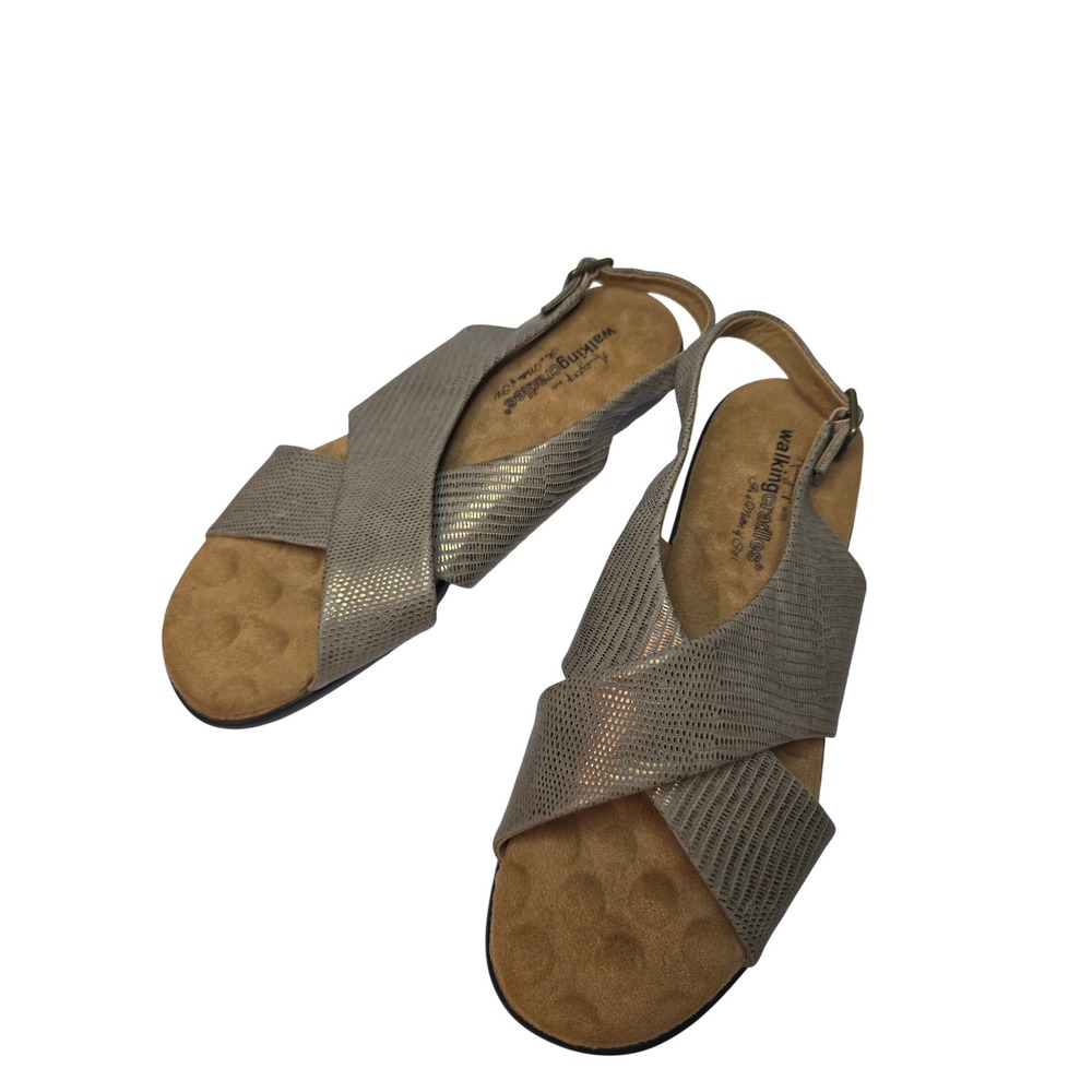Walking Cradles 563068 W's 10.5 M Taupe Gold Metallic Slingback Sandals Granny